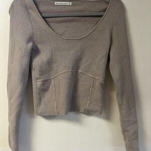 Abercrombie & Fitch Taupe Ribbed Top